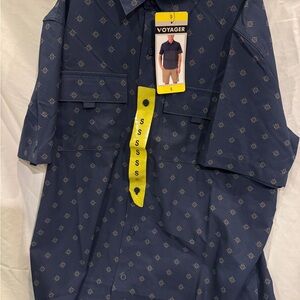 Voyager Men's Navy Patterned Casual Shirt